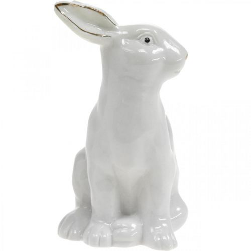 Itens Coelhinho da Páscoa branco-dourado, decoração de primavera, figura de cerâmica branca, dourada H13cm 2pcs