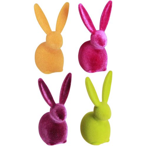 Itens Coelhinhos pequenos sentados Coelhinhos da Páscoa coloridos flocados 13cm 8 un