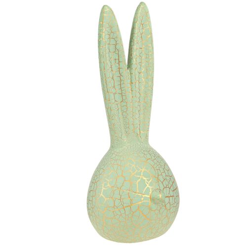 Floristik24 Cabeça de coelho decoração de coelhinho da Páscoa craquelure verde menta dourado Alt.28cm