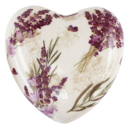 Coração decoração cerâmica decoração lavanda grés vintage 10,5cm