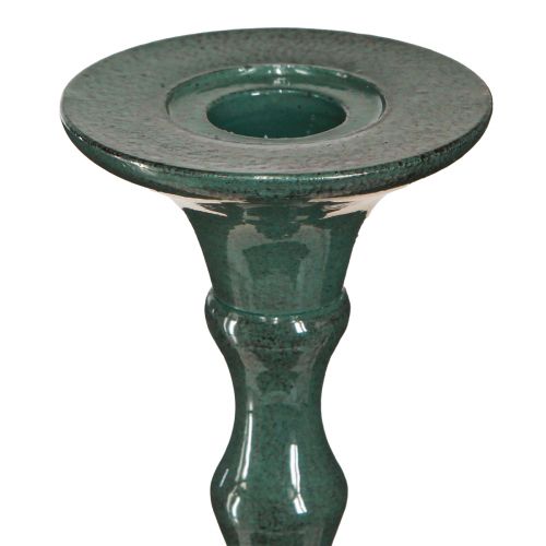 Itens Castiçal alto metal cerâmica aspecto verde Alt.49cm