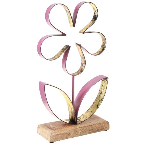 Floristik24 Flor decorativa em madeira metal com base em ouro rosa velho Alt.35cm