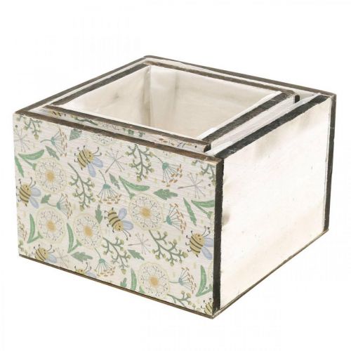 Itens Caixas para plantar, decoração de madeira, caixa decorativa com abelhas, decoração de primavera, shabby chic L15/12cm H10cm conjunto de 2