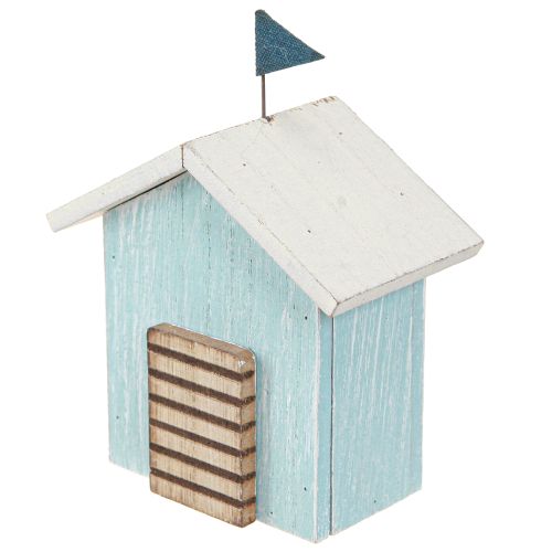 Itens Casa de madeira decoração de casa de praia azul natural Alt.9,5cm 3 unidades