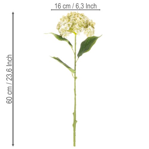 Itens Flor artificial de hortênsia com caule longo e folhas, 60 cm