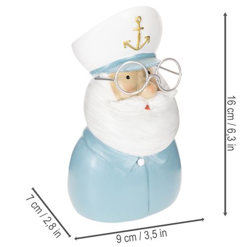 Itens Estatueta de capitão, decoração marítima com óculos e chapéu, 16 cm