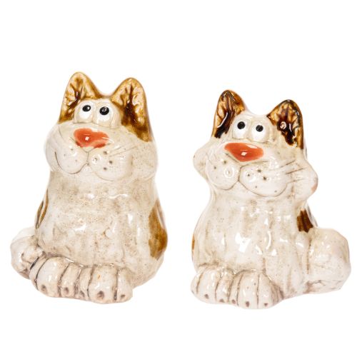 Itens Conjunto de 4 estatuetas decorativas de gatos em cerâmica, figuras divertidas de animais para decoração de sala de estar, 8 cm.
