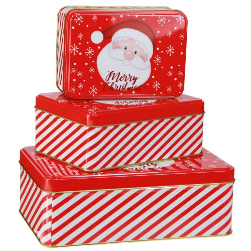 Floristik24 Latas de biscoitos de Natal Feliz Natal C12-19cm conjunto de 3