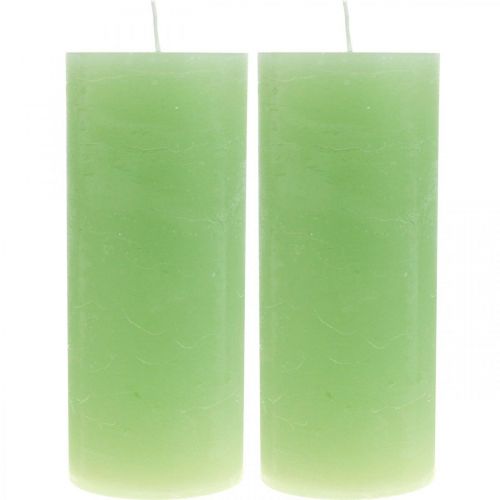 Itens Velas pilares cor sólida verde claro 85×200mm 2 unidades