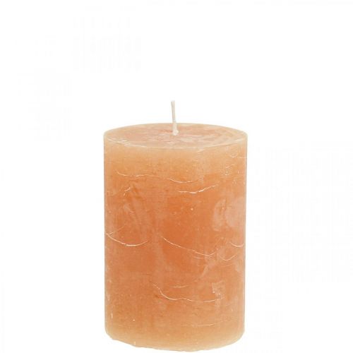 Floristik24 Velas de cor sólida Laranja Pêssego pilar velas 70×100mm 4 unidades