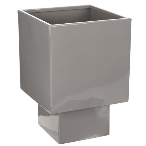 Itens Vaso cúbico cinza com base para decoração moderna, 22 cm