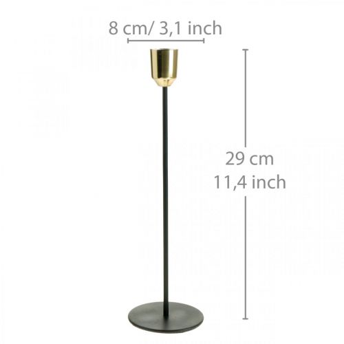 Itens Castiçal dourado / preto, castiçal de metal Alt.29cm Ø2,2cm