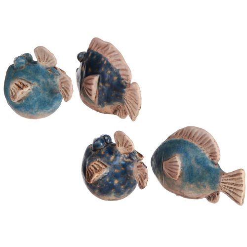 Itens Peixe pequeno engraçado decoração de cerâmica azul sortido 6-9cm 4 un