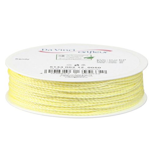 Itens Cordão amarelo com cordão decorativo de mica iridescente 15mm 50m