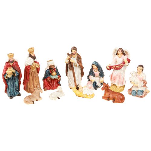 Floristik24 Conjunto de figuras de presépio com 11 figuras coloridas pintadas à mão de 3,5 a 9,5 cm