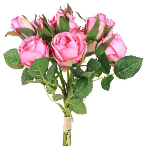 Rosas artificiais em buquê de flores artificiais rosa 36 cm 6 peças × 2 volumes