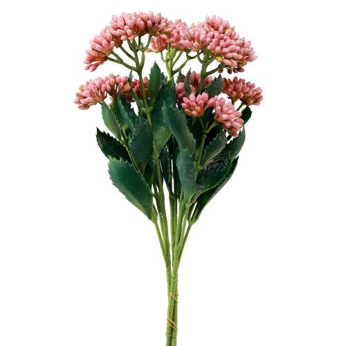 Galinha gorda artificial Sedum Stonecrop florescendo rosa 47 cm 3 unidades