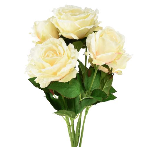 Floristik24 Rosas artificiais buquê de flores artificiais rosas creme amarelo picareta 54cm