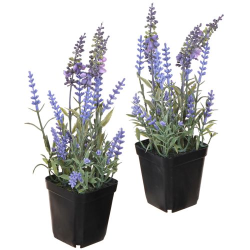 Lavanda artificial em vaso com flores artificiais 25cm 2 unidades