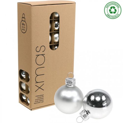 Itens Bolas de Natal bola de vidro prata mate/brilhante Ø4cm 60 un