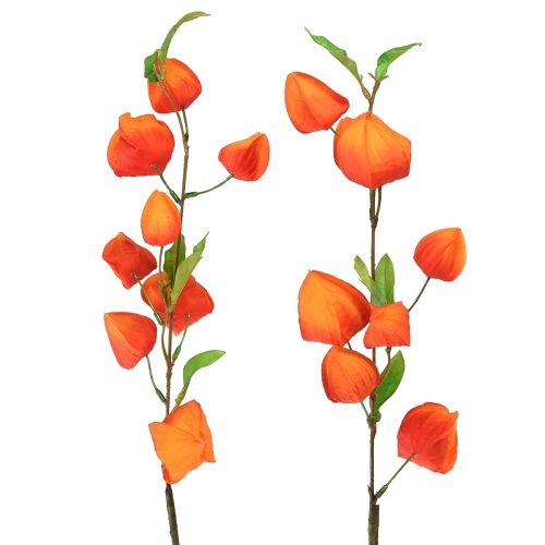 Flor artificial lanterna laranja flor Physalis flores decorativas de seda 93cm 2 peças