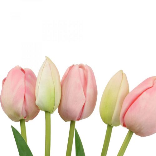 Itens Flores artificiais tulipa rosa, flor de primavera 48 cm, ramo de 5