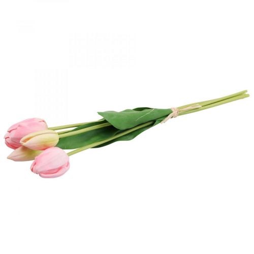 Itens Flores artificiais tulipa rosa, flor de primavera 48 cm, ramo de 5