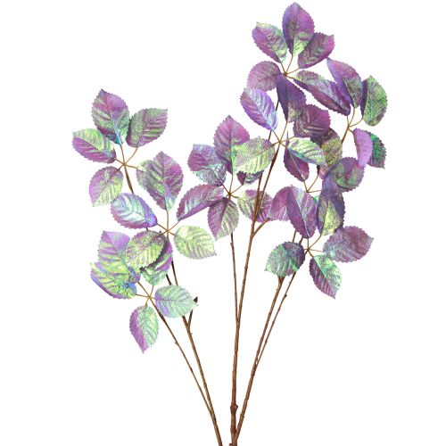 Floristik24 Ramo artificial folhas decoração roxo metálico L103cm 2 unidades