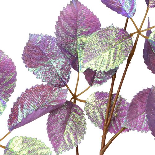 Itens Ramo artificial folhas decoração roxo metálico L103cm 2 unidades