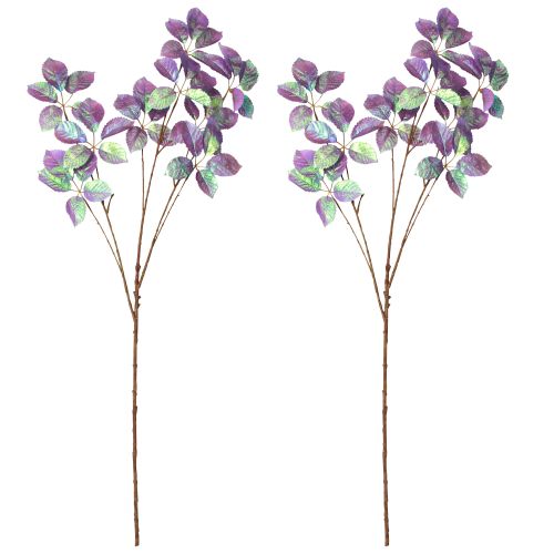 Itens Ramo artificial folhas decoração roxo metálico L103cm 2 unidades