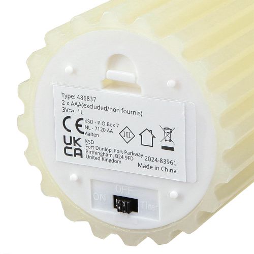 Itens Velas LED com temporizador velas com ranhura de cera 7,5/10cm creme 2 peças