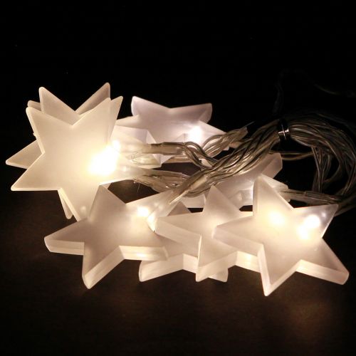 Floristik24 Luzes de fadas LED estrelas com temporizador 10 LED branco quente 90cm