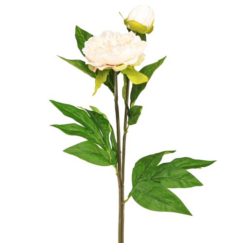 Peônias artificiais longas flores artificiais creme 70cm 3 un