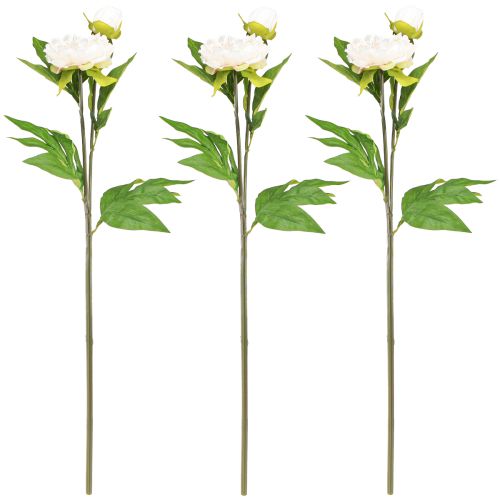 Itens Peônias artificiais longas flores artificiais creme 70cm 3 un