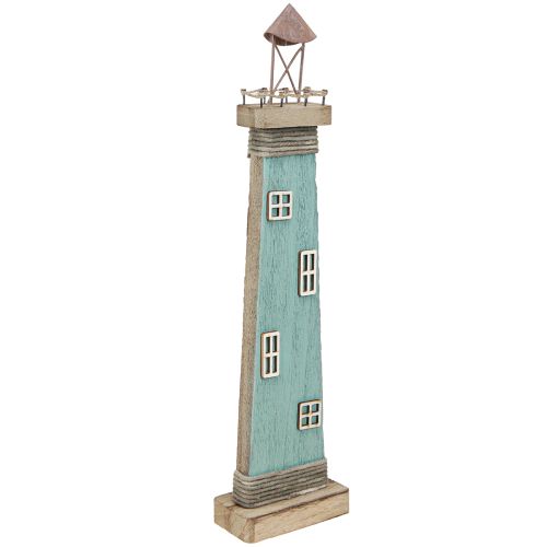 Farol antigo decoração de mesa marítima madeira azul 40,5 cm