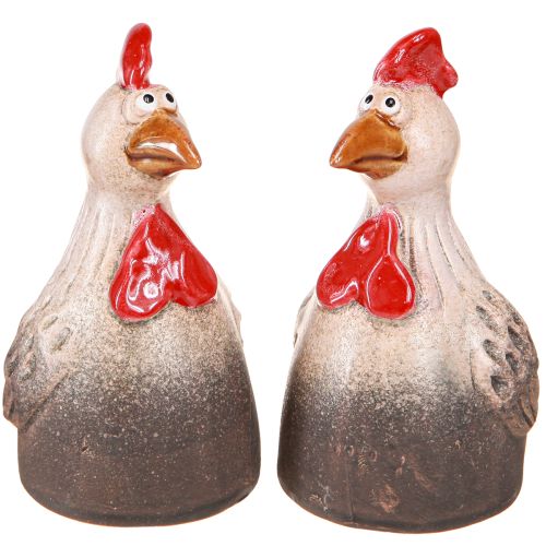 Frango engraçado decoração de cerâmica frango de cerâmica Páscoa 13,5 cm 2 unidades