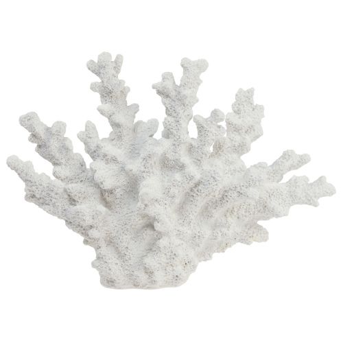 Decoração marítima coral poliresina branca 18,5×26cm