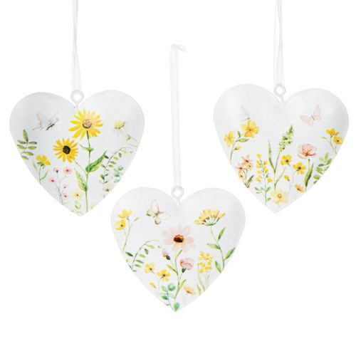 Itens Pingentes em forma de coração com estampa floral para decoração de parede, 7 cm, conjunto de 6 peças