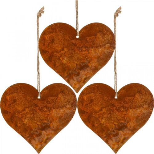 Corações para pendurar decoração de outono pátina 9.5×10cm 12pcs