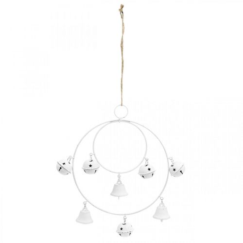 Itens Anel com sinos, decoração do Advento, coroa do anel, decoração de metal para pendurar Branco A22,5cm L21,5cm