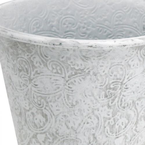 Itens Vaso com ornamentos, vaso para plantas, vaso de metal branco Ø18,5cm Alt.18cm