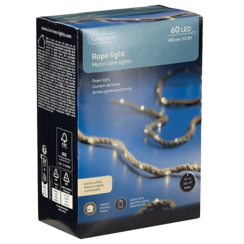 Itens Corrente de luz Micro LED com fio para ambientes internos, branco quente, 390 cm