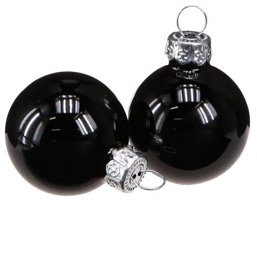 Itens Mini bolas de árvore de Natal bolas de vidro pretas 30mm 27 unidades