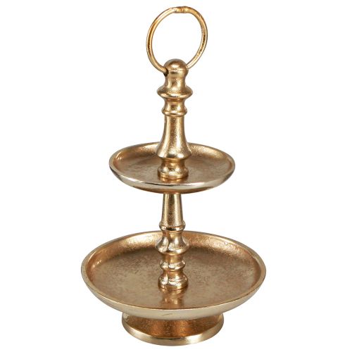 Mini decoração de metal etagere ouro fosco decoração de mesa de 2 camadas Alt.22cm