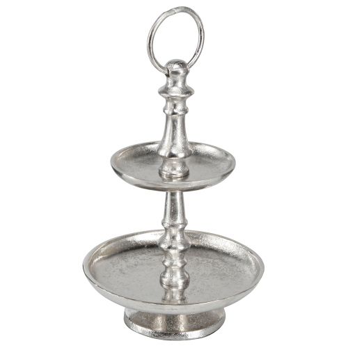 Mini suporte para bolo decoração de metal prata decoração de mesa de 2 camadas Alt.22cm