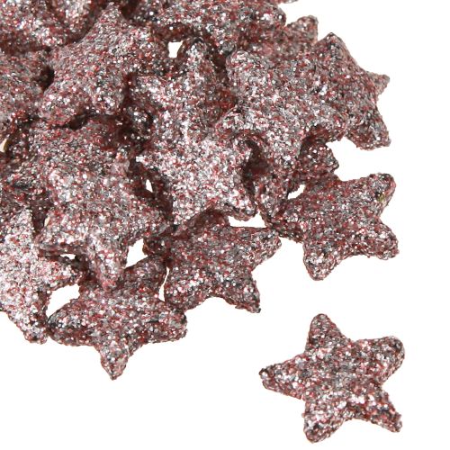 Floristik24 Mini decoração espalhada estrelas decoração mica rosa 1,5cm 144 un