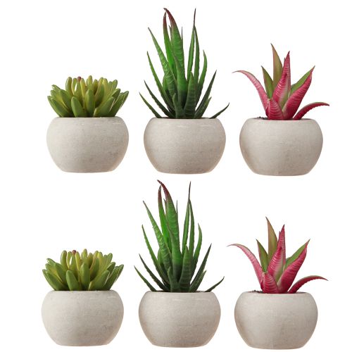 Itens Mini Suculentas em Vaso Decoração de Plantas Artificiais Ø6,5cm 6uns