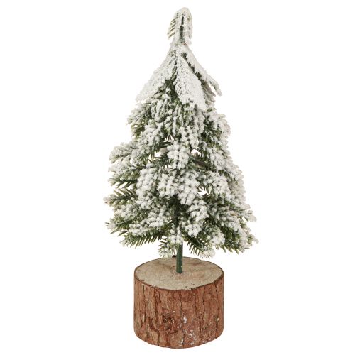 Mini árvore de Natal com base de madeira verde branco Ø8cm Alt.18cm 3 unidades