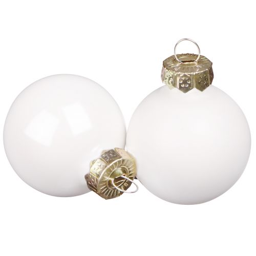 Mini bolas de Natal esmalte vidro branco Ø3cm 22 un