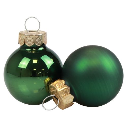 Floristik24 Mini bolas de Natal vidro verde brilhante/mate Ø2,5cm 20 un